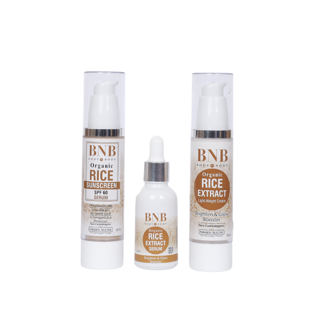 Radiant rice trio ( RICE SUNSCREEN SPF + RICE SERUM + RICE CREAM