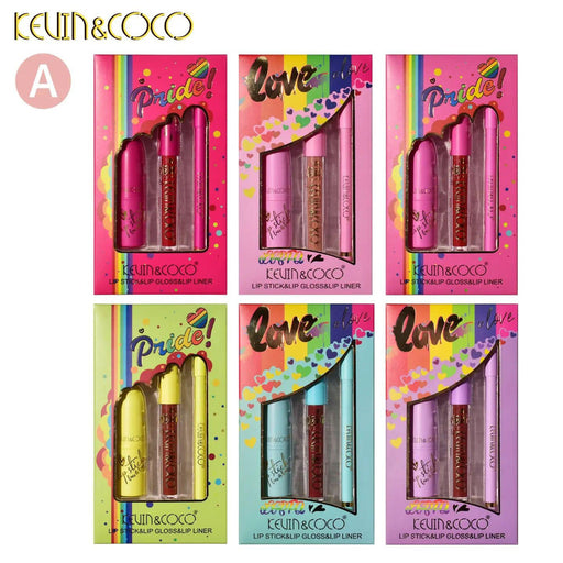 Kevin & Coco Pride Lipstick, Lip Gloss & Lip Liner Bundle 3pc set