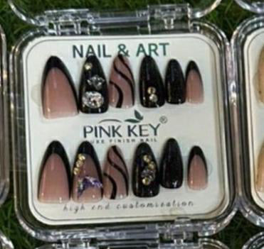 Pink key nails