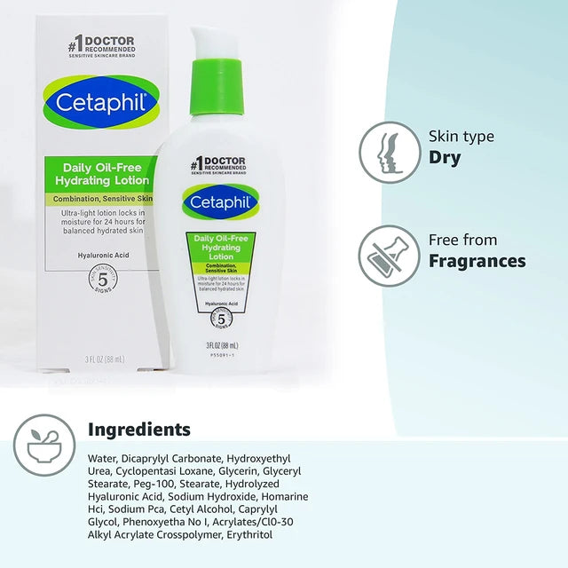 Cetaphil Daily Oil-Free Hydrating Lotion 88 ml (Original Factory Leftover )