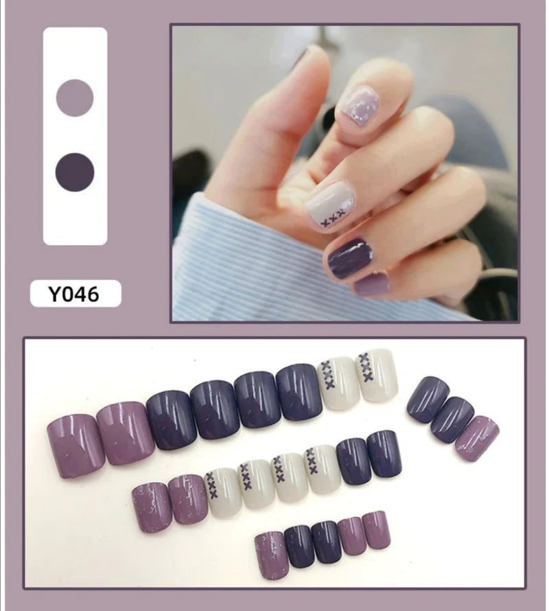 O.TWO.O Nails (With Press on Glue) 24 tips – Y046