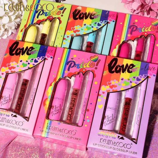 Kevin & Coco Pride Lipstick, Lip Gloss & Lip Liner Bundle 3pc set